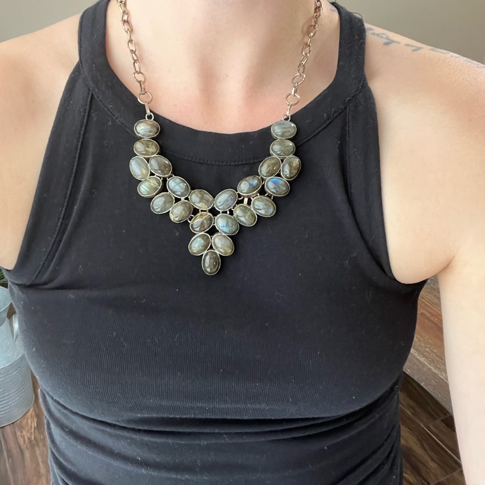 Labradorite Sterling Silver Statement Necklace Fi… - image 1